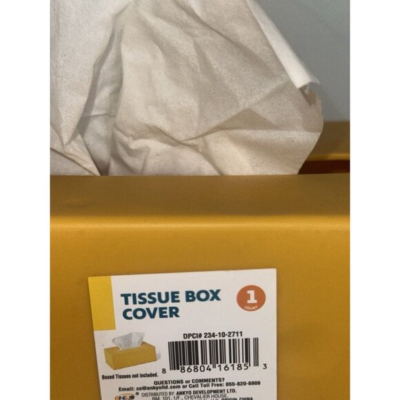 Yellow Cheese Rectangle Tissue Box Cover 2pc New Novelty - Picture 5 of 6